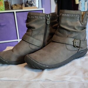 JBU Gray Ankle Booties with Buckle Straps